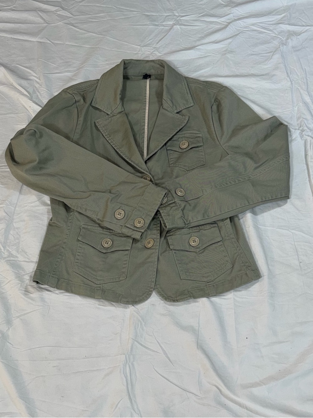 Ambition Sage Green Cotton Twill Utility Jacket Women's L Military Safari P40
